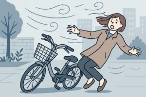 強風で実際に起きた電動自転車の転倒事故