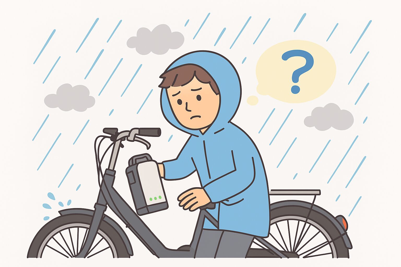 電動自転車は雨の日にバッテリーを外すべき？安全な使い方と注意点