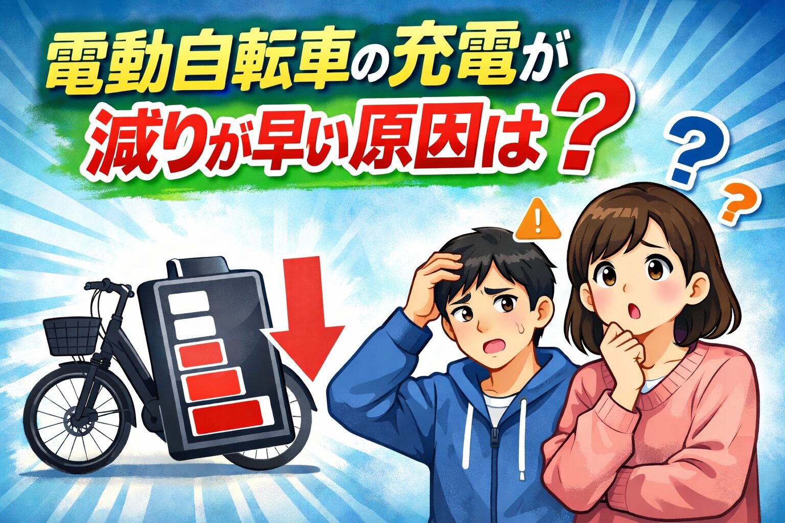 電動自転車の充電が減りが早い原因は？寿命と対策を解説